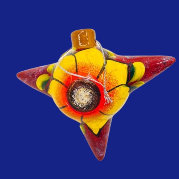 Vintage Hand Painted Made in Mexico Clay Ornament
